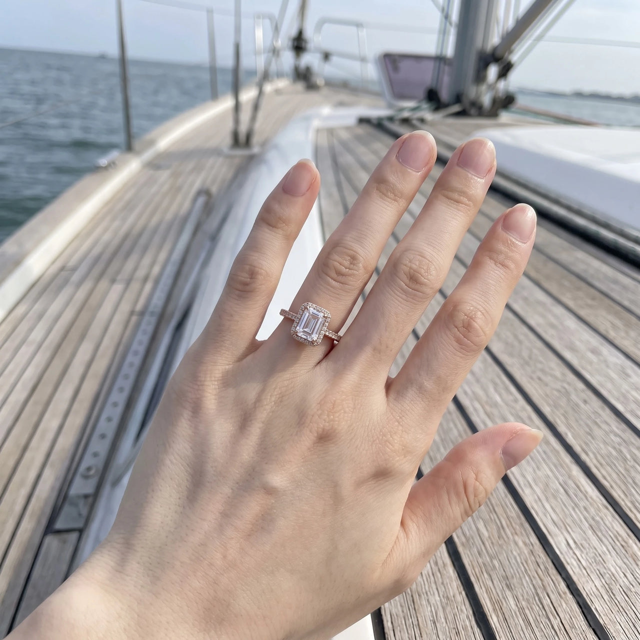 Bague or rose — photo portée, taille réelle, or rose | SKU: 1969566-4-5-rose-gold