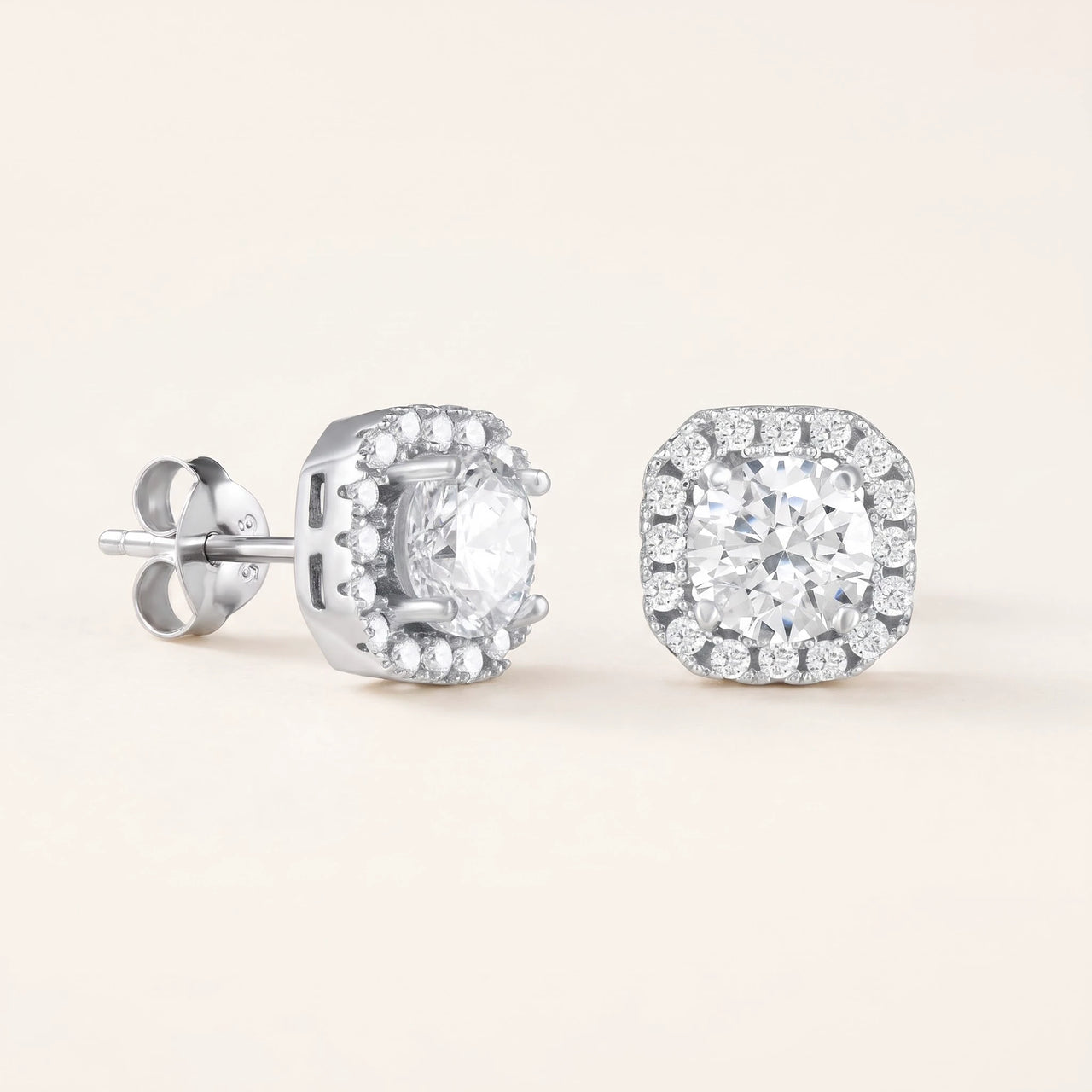 Boucles d'oreilles carrées — photo produit sur fond blanc, argent | SKU: 505263