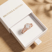 Thumbnail for Bague halo — dans l'écrin cadeau, or rose | SKU: 346060-4.5-rose-gold