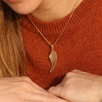 Thumbnail for The gold necklace worn, close-up | SKU: 42003-gold