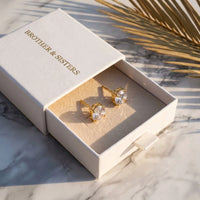 Thumbnail for Solitaire Crystal Studs in Gold, in the gift box | SKU: 41010-gold