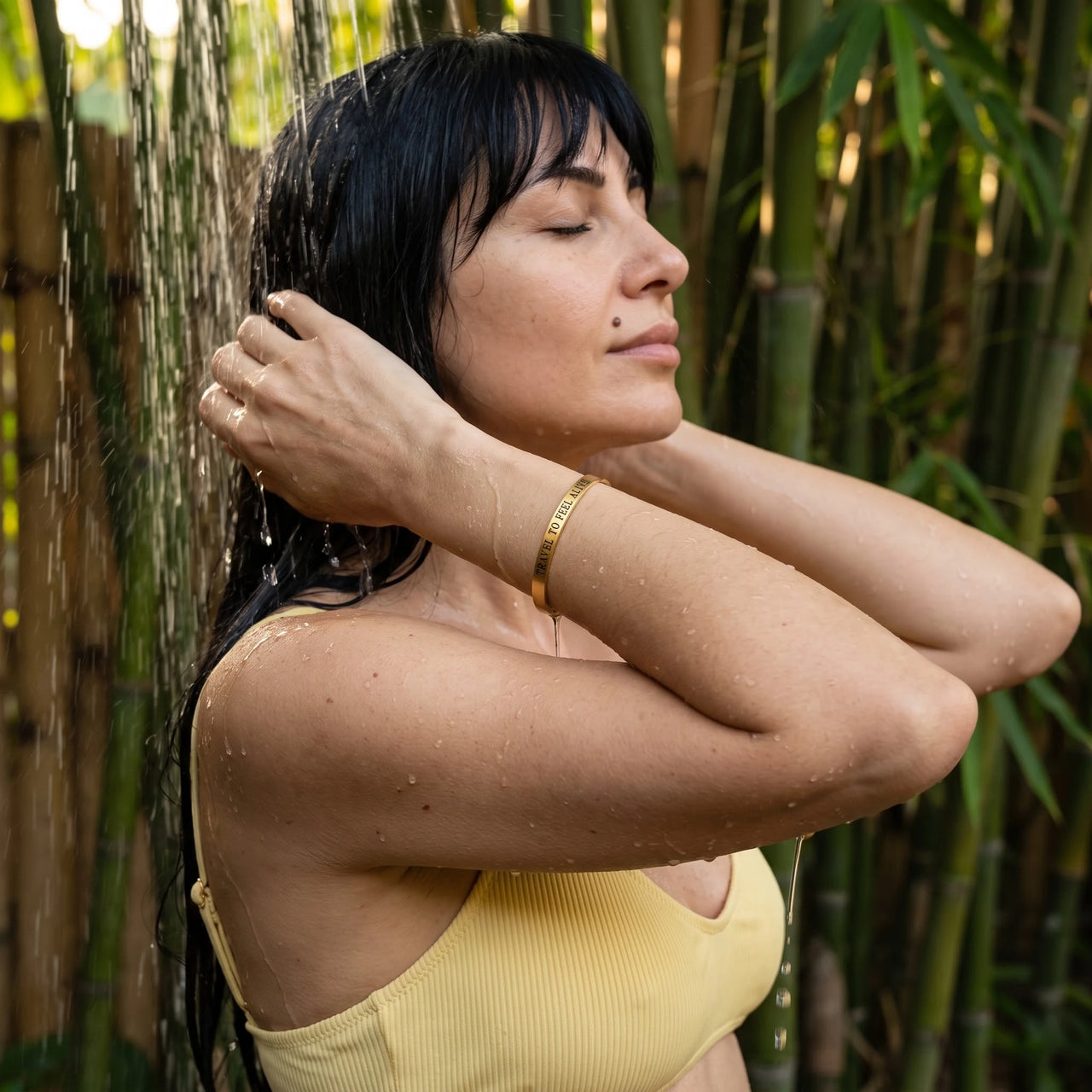 Cadeau voyageuse — photo portée sous la douche, waterproof, or | SKU: ttfa-g