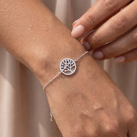 Thumbnail for Tree of life bracelet — close-up of the details, silver | SKU: 18963309-white-gold