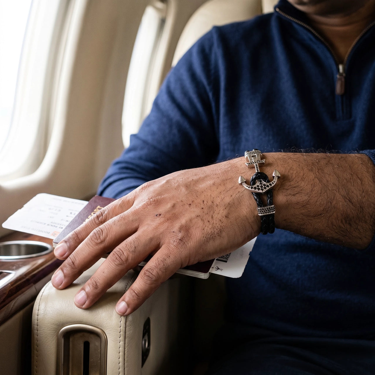 White Gold Anchor – in a private jet cabin | Brother & Sisters | SKU: 3621358-silver-XS-14-15, 3621358-silver-S-16-17, 3621358-silver-M-18-19, 3621358-silver-L-20-21, 3621358-silver-XL-22-23