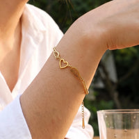 Thumbnail for The gold bracelet worn, close-up | SKU: 42007-gold