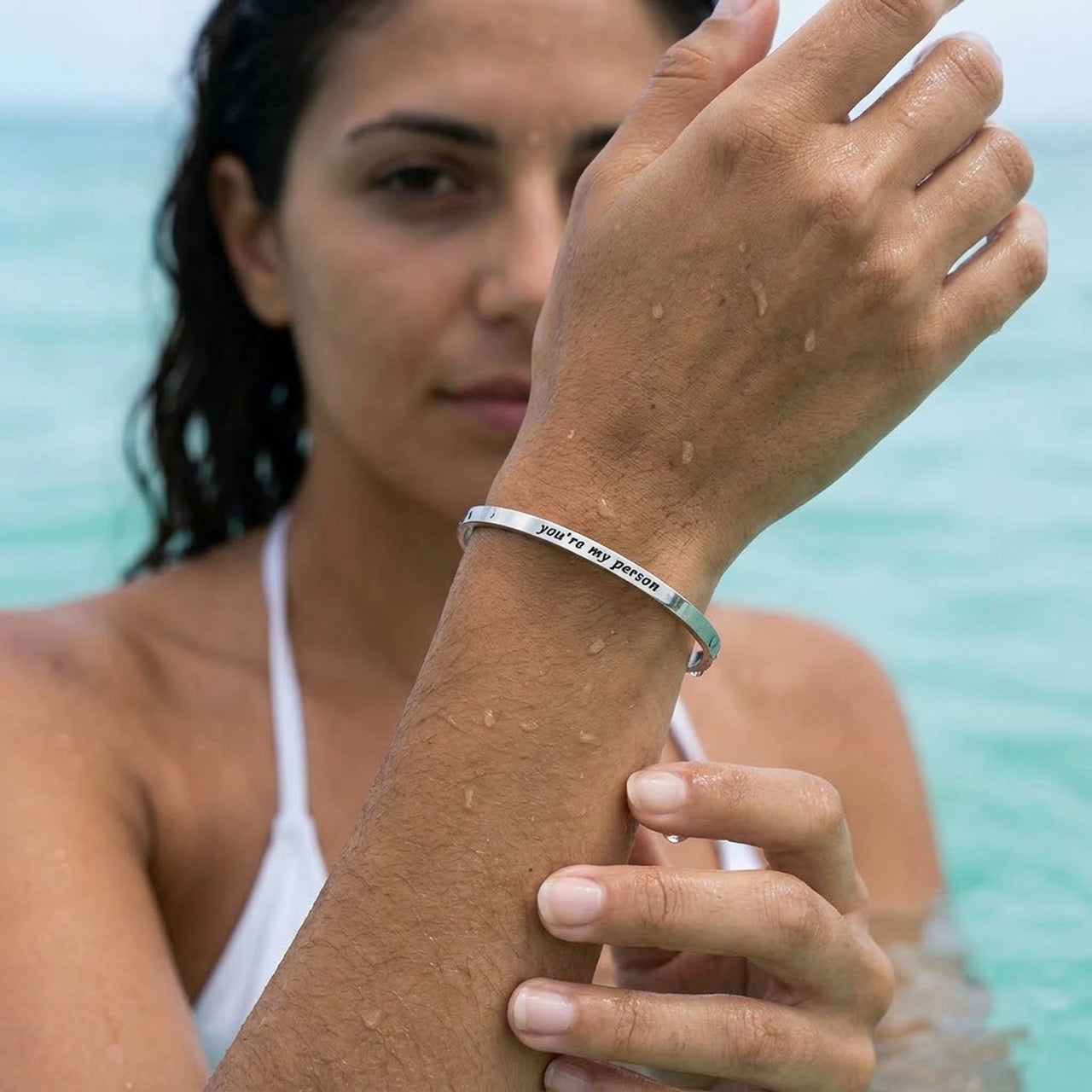 Bracelet meilleure amie — photo portée dans l'eau, waterproof, argent | SKU: 8174603-silver-color