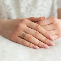 Thumbnail for Engagement Ring with Crystals in rose gold worn on the hand | SKU: 25535390-5-rose-gold